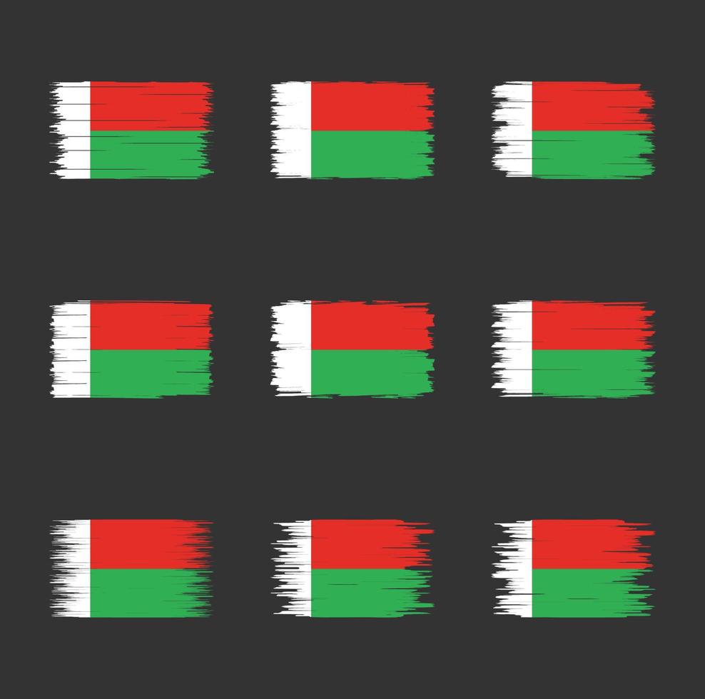 collection de pinceaux drapeau madagascar vecteur