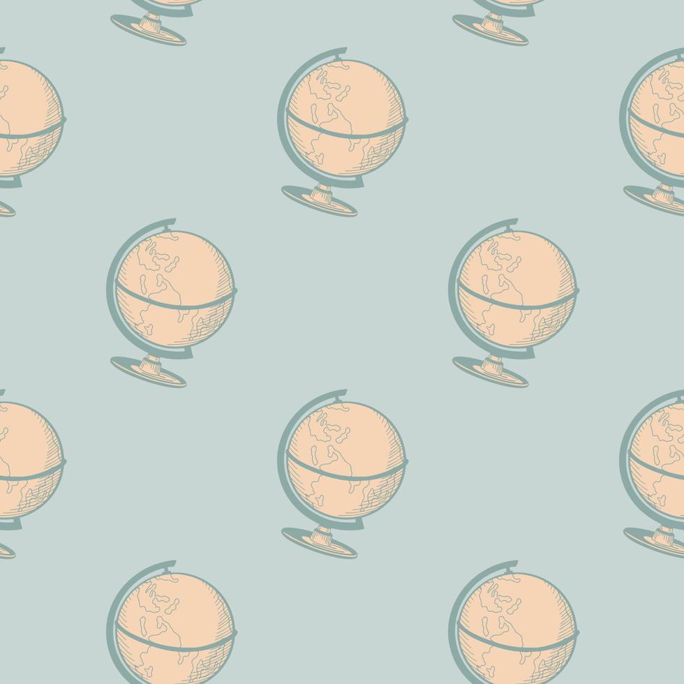 le modèle sans couture gravé globe. carte du monde vintage dans un style dessiné à la main. vecteur