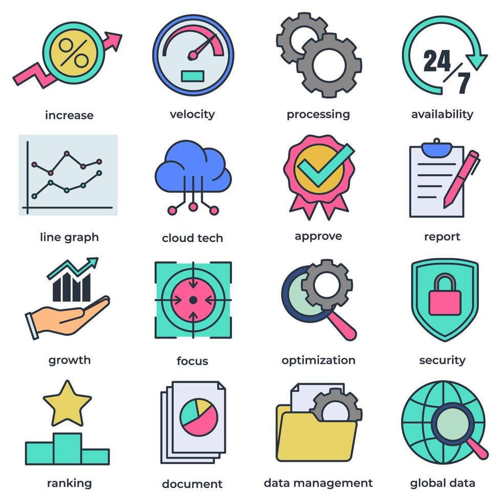 Ligne D'analyse De Données Et Style De Remplissage Ensemble De Conception D'icônes  Et Thème D'information Illustration Vectorielle Clip Art Libres De Droits,  Svg, Vecteurs Et Illustration. Image 156461122