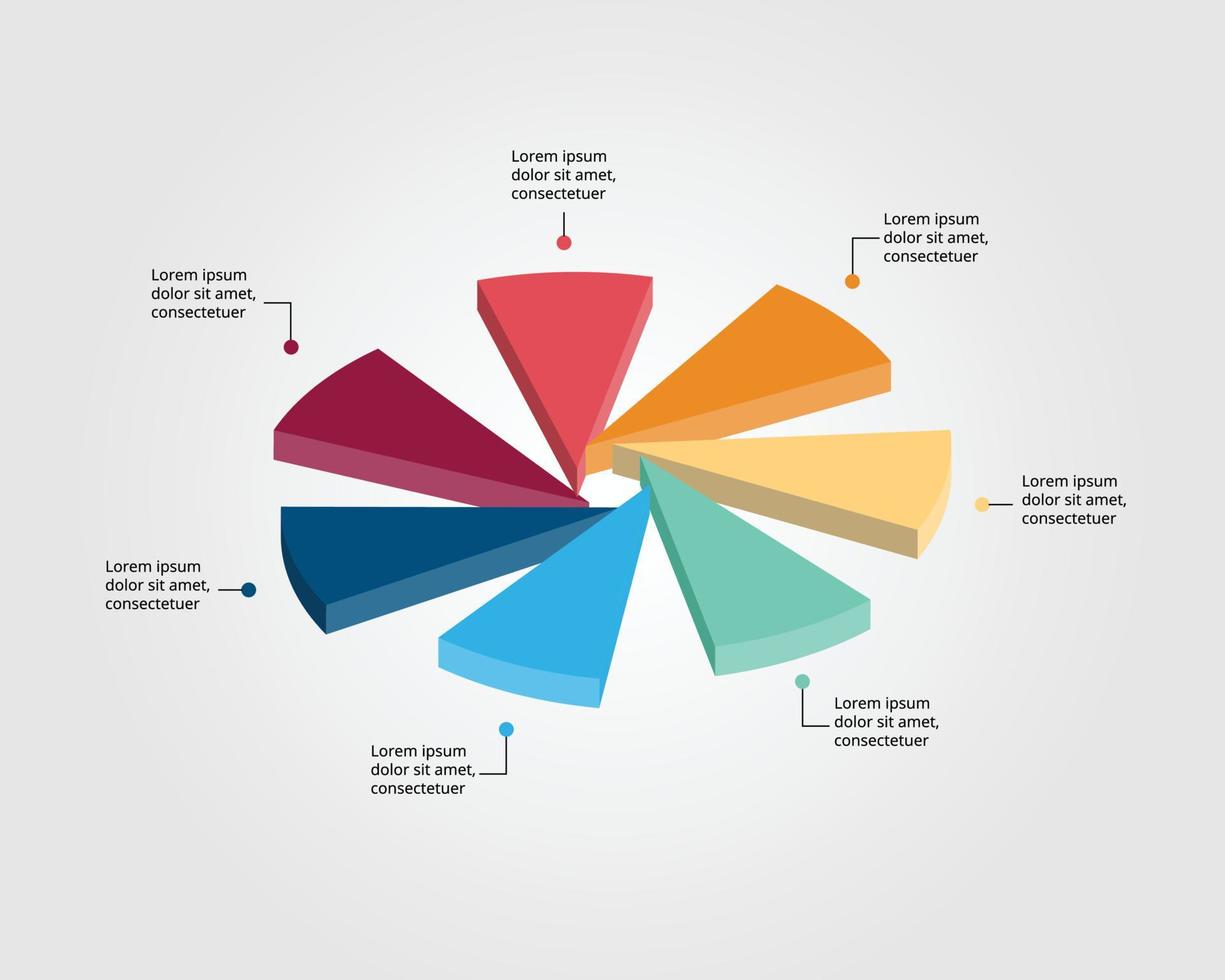 modèle de graphique en triangle pour infographie pour présentation pour 7 éléments vecteur