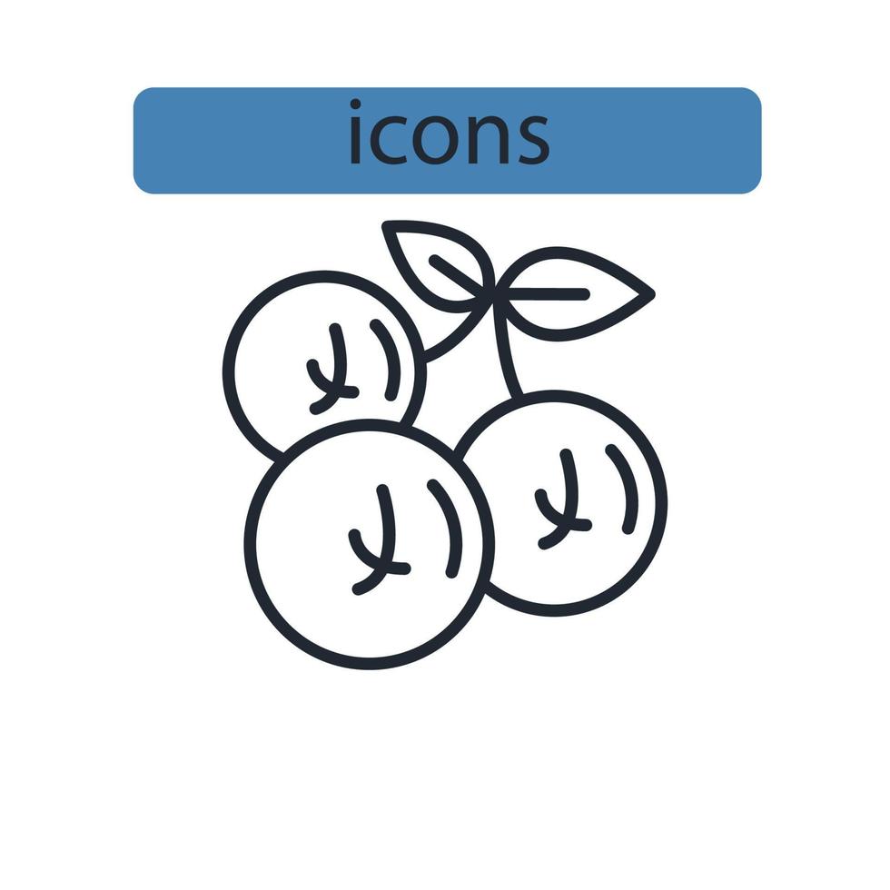 éléments de vecteur de symbole d'icônes de myrtille pour le web infographique