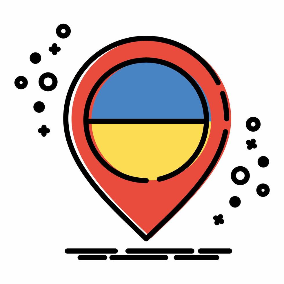 drapeau de l'ukraine dans le style mbe de l'icône du symbole de localisation vecteur