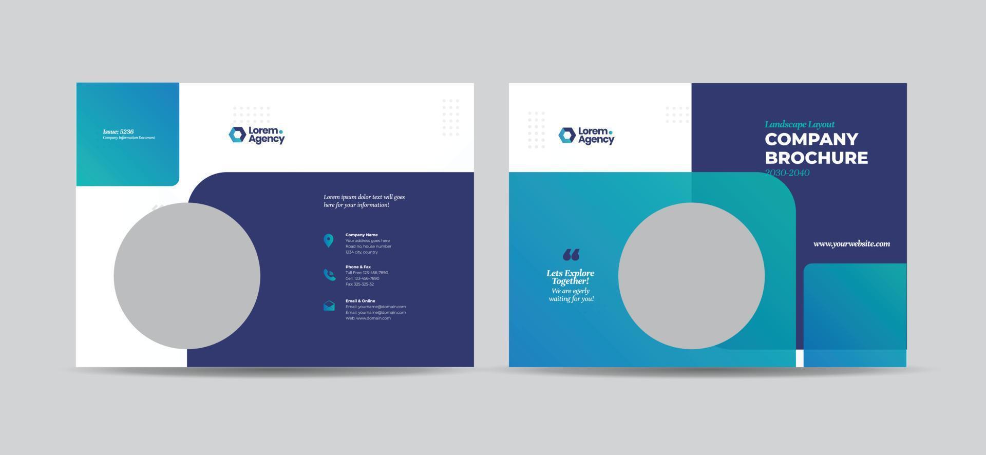 conception de couverture de brochure d'entreprise de paysage ou conception de couverture de livret de rapport annuel et de profil d'entreprise vecteur