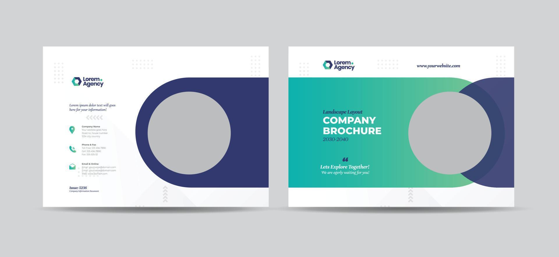 conception de couverture de brochure d'entreprise de paysage ou conception de couverture de livret de rapport annuel et de profil d'entreprise vecteur