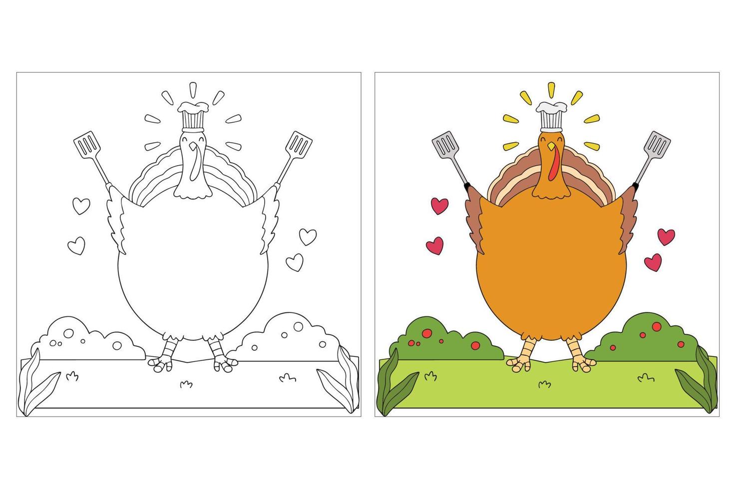 pages de coloriage de thanksgiving dessinées à la main pour les enfants 1 vecteur