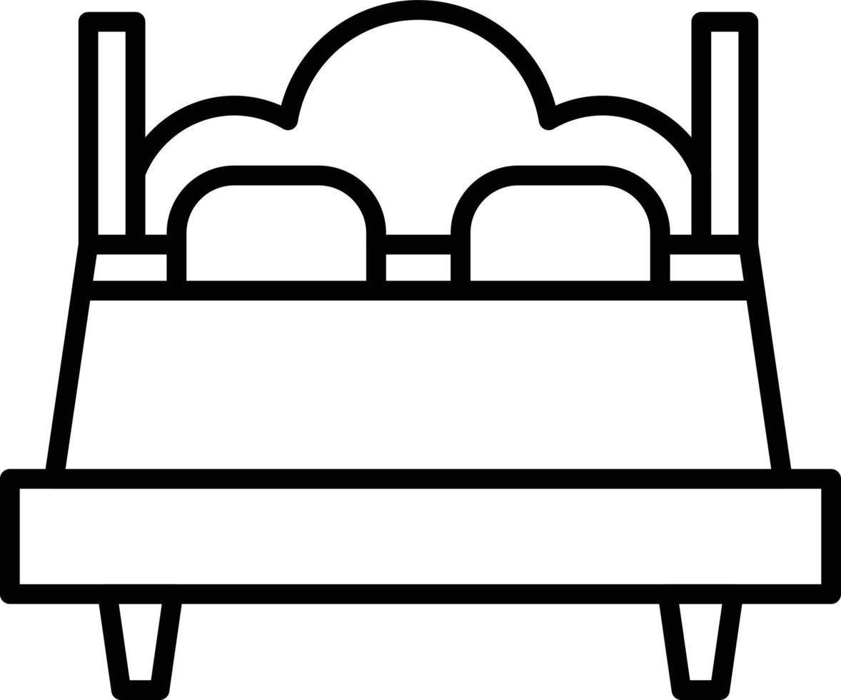 icône de contour de lit d'hôtel vecteur