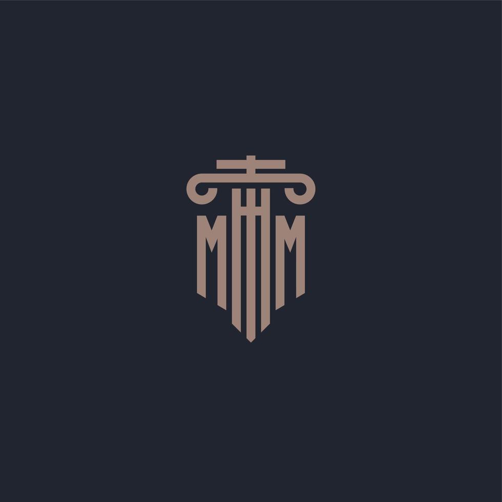 monogramme de logo initial mm avec un design de style pilier pour un cabinet d'avocats et une société de justice vecteur