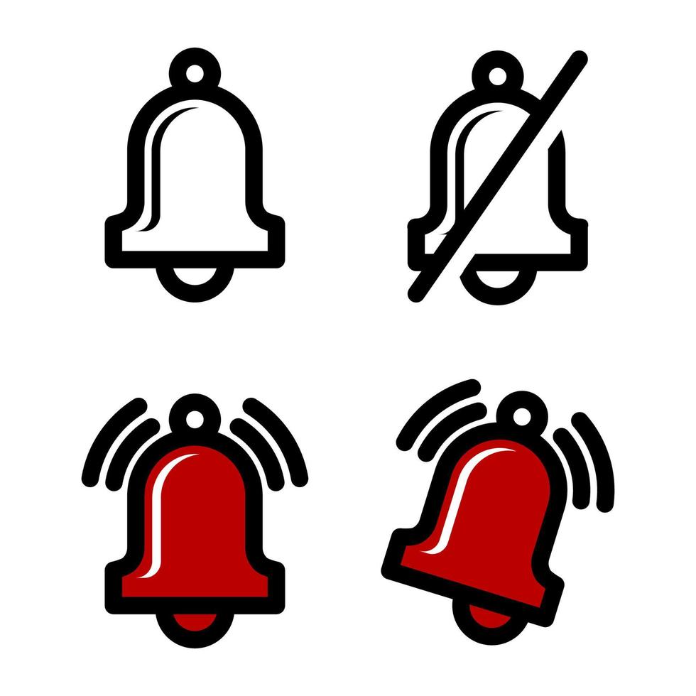 ensemble d'icônes de cloche. icône de notification de cloche. illustration de conception de vecteur d'icône de cloches. symbole de notification. signe simple d'icône de cloches.