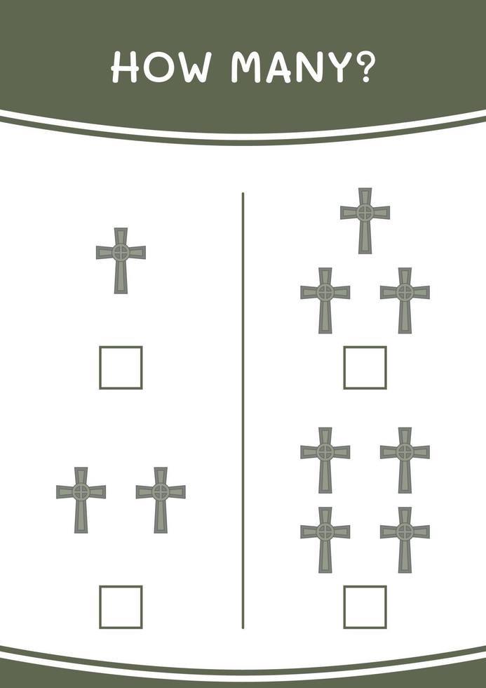 combien de croix chrétienne, jeu pour enfants. illustration vectorielle, feuille de calcul imprimable vecteur