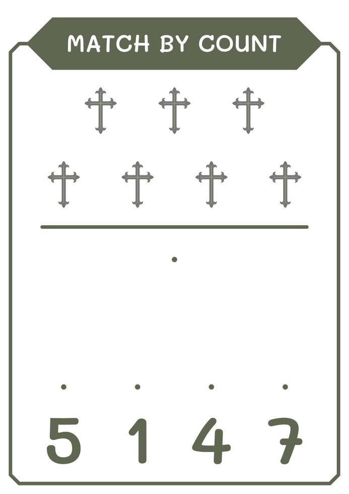 match par compte de croix chrétienne, jeu pour enfants. illustration vectorielle, feuille de calcul imprimable vecteur