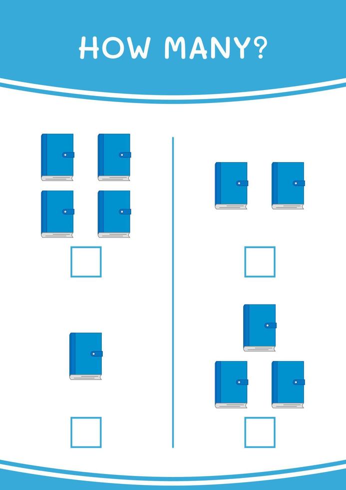 combien de cahier, jeu pour enfants. illustration vectorielle, feuille de calcul imprimable vecteur