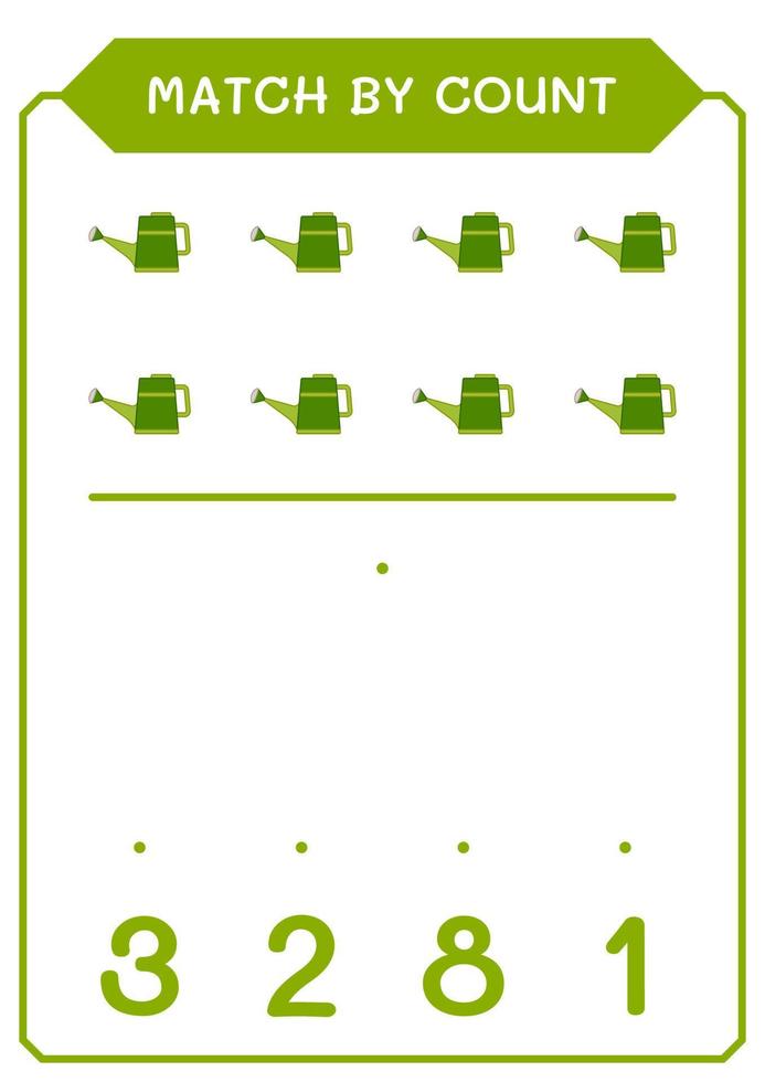 match au nombre d'arrosoirs, jeu pour enfants. illustration vectorielle, feuille de calcul imprimable vecteur