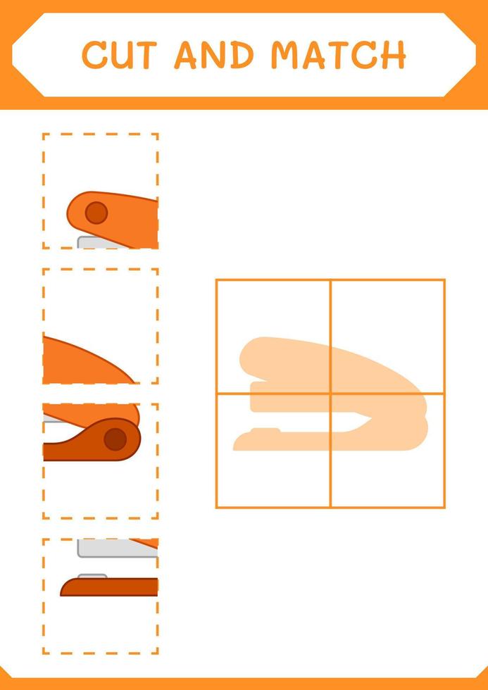 couper et assortir des pièces d'agrafeuse, jeu pour enfants. illustration vectorielle, feuille de calcul imprimable vecteur