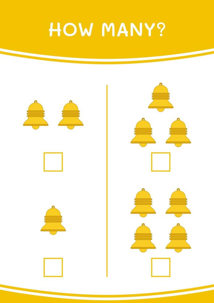 combien de cloche, jeu pour enfants. illustration vectorielle, feuille de calcul imprimable vecteur