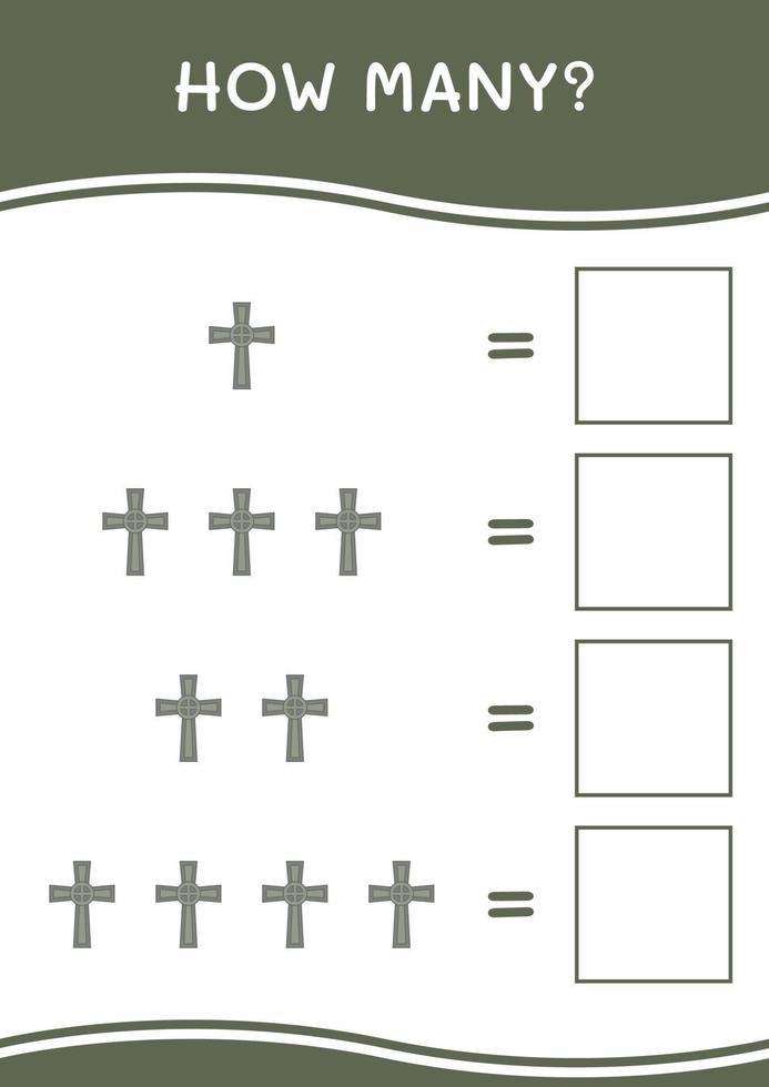 combien de croix chrétienne, jeu pour enfants. illustration vectorielle, feuille de calcul imprimable vecteur