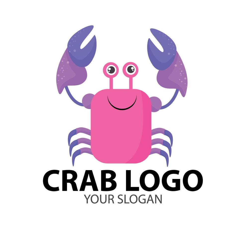 image de dessin animé de crabe rose mignon. illustration vectorielle du personnage de crabe souriant mignon. émoticône. logo de crabe de restaurant de fruits de mer vecteur