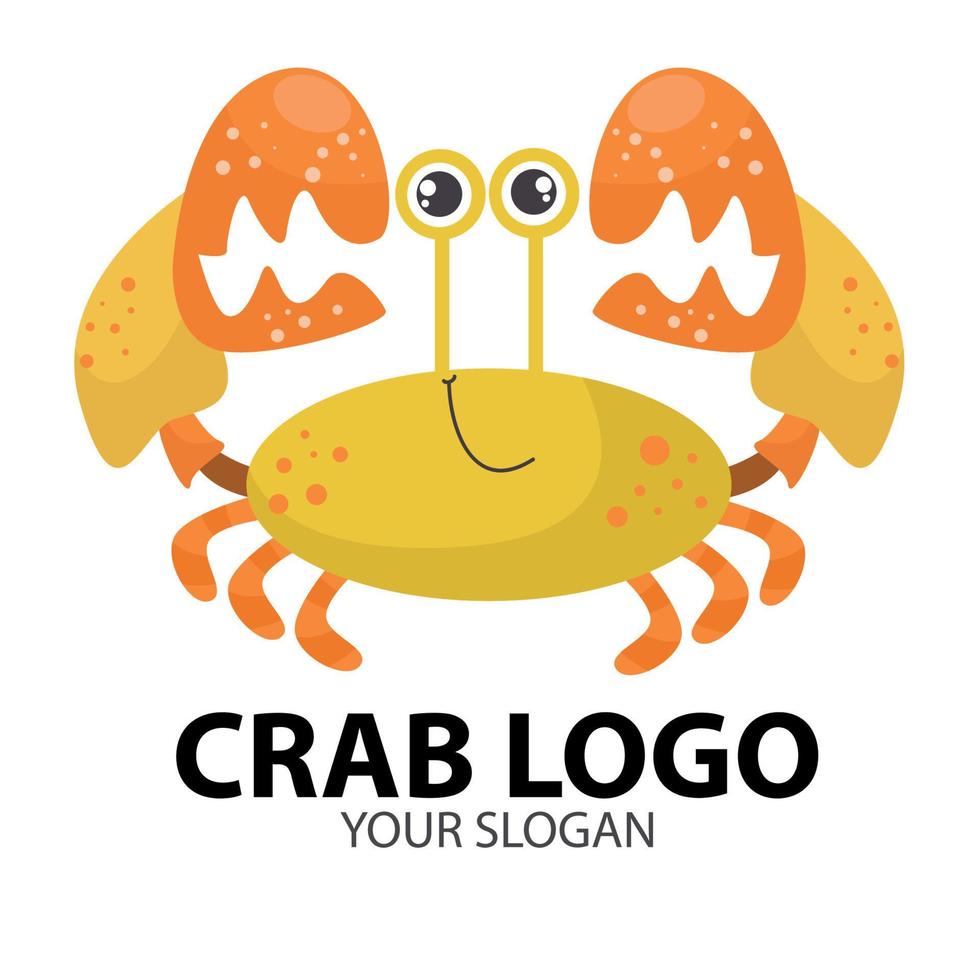 crabes heureux, motif nautique sans couture avec de jolis crabes jaunes. logo de crabe de mer vecteur