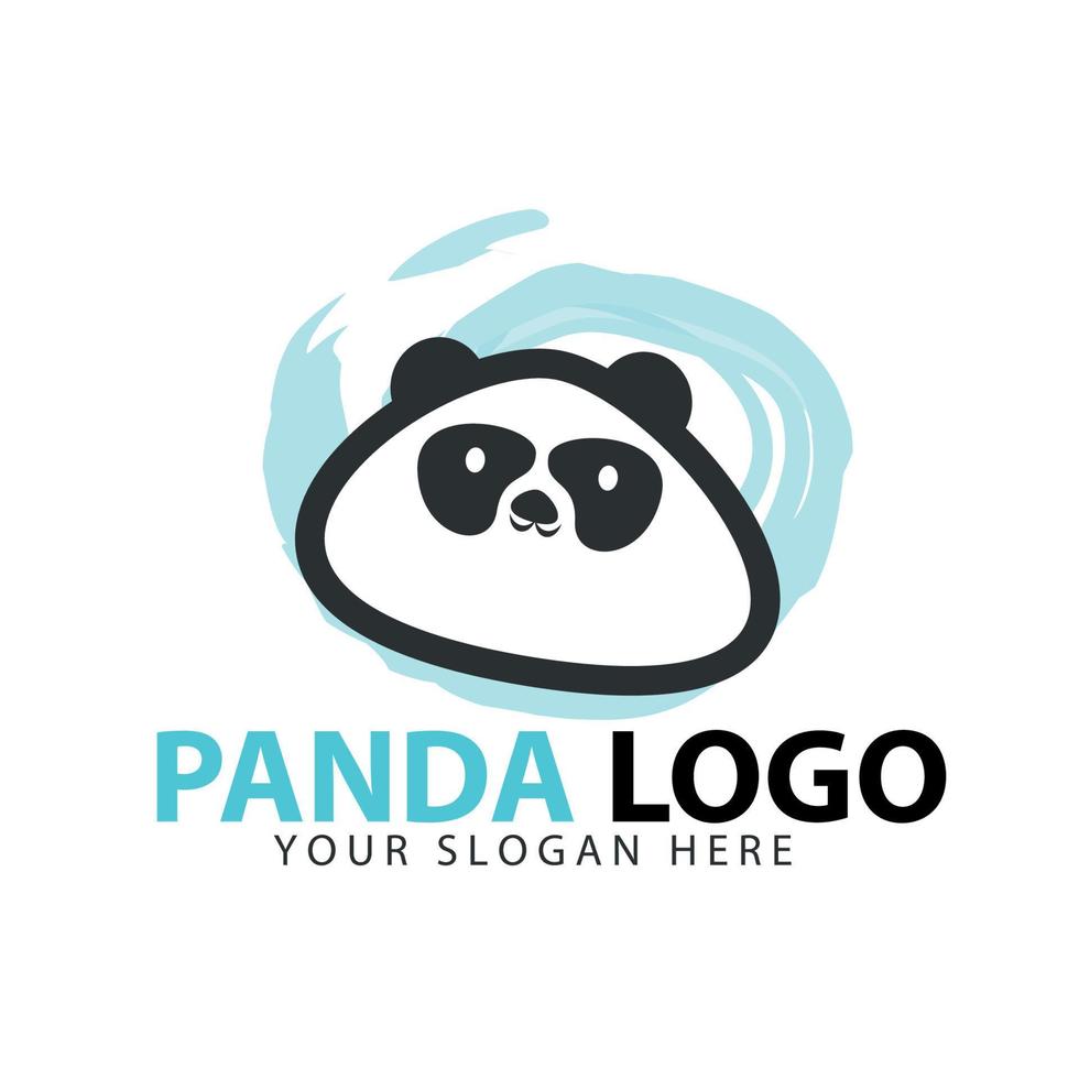 caricature de logo panda tête isolée. illustration animale. vecteur