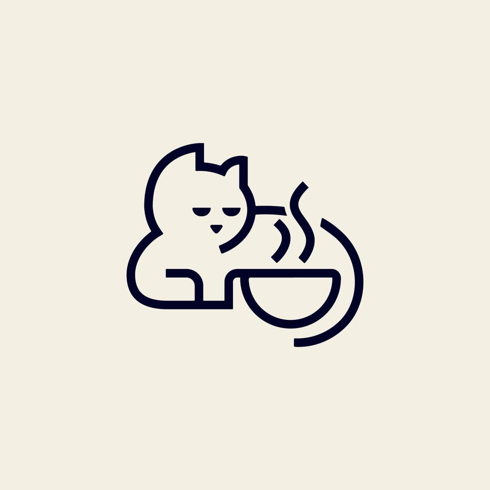 modèle de logo de café chat premium vecteur