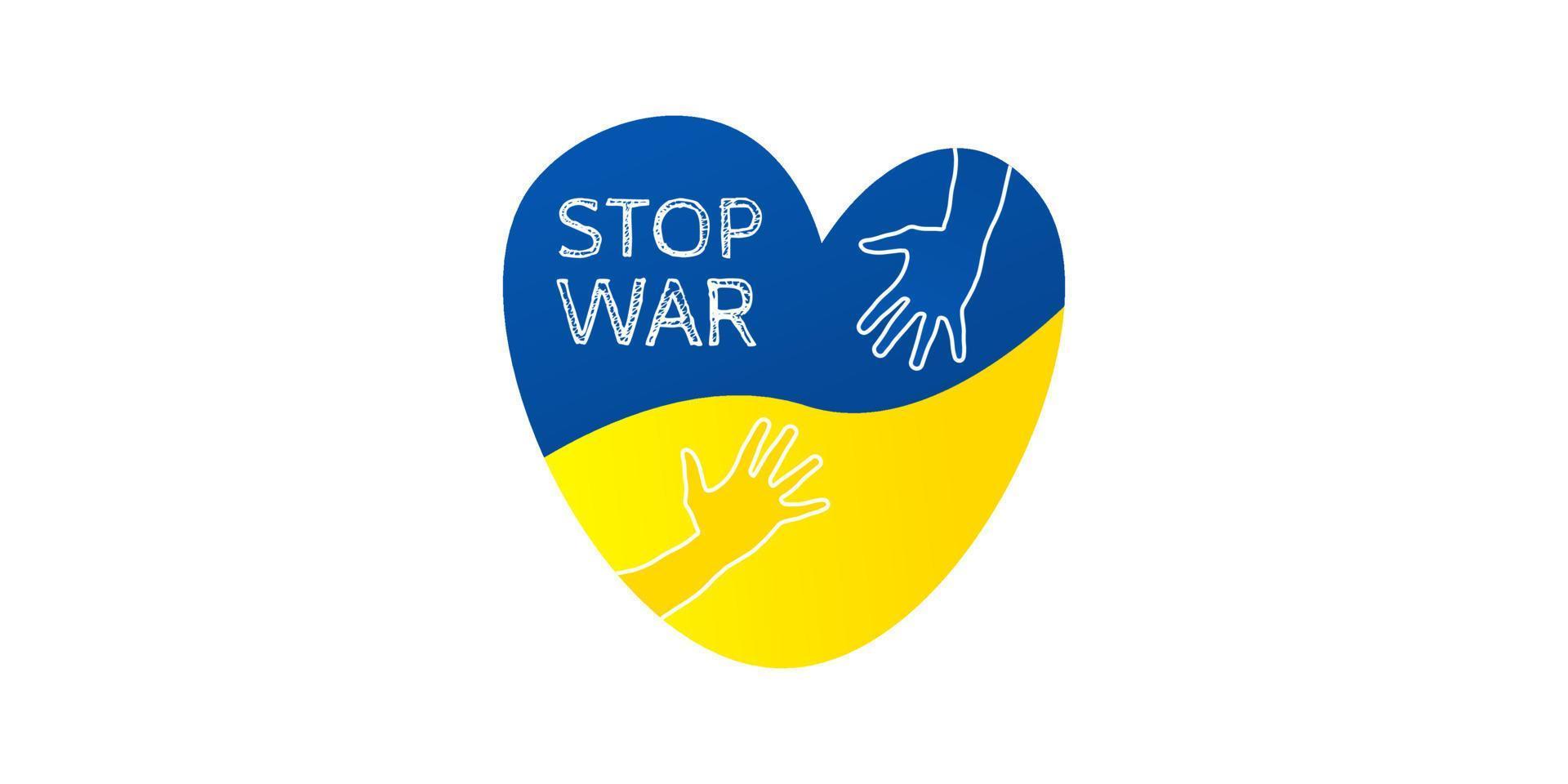 illustration vectorielle d'arrêter la guerre ukraine russie en bleu et jaune vecteur