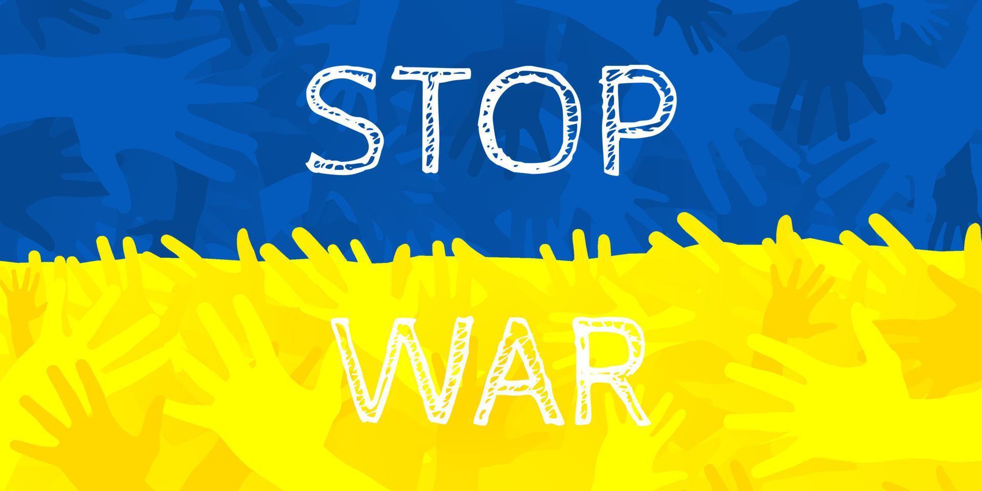 illustration vectorielle d'arrêter la guerre ukraine russie en bleu et jaune vecteur