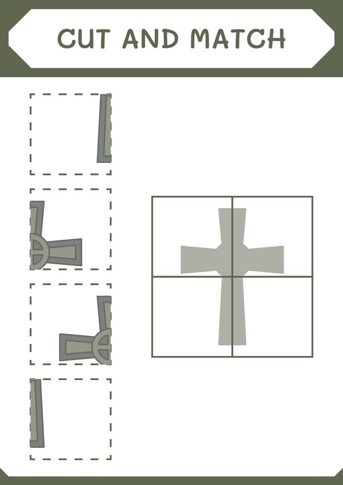 couper et assortir des parties de croix chrétienne, jeu pour enfants. illustration vectorielle, feuille de calcul imprimable vecteur