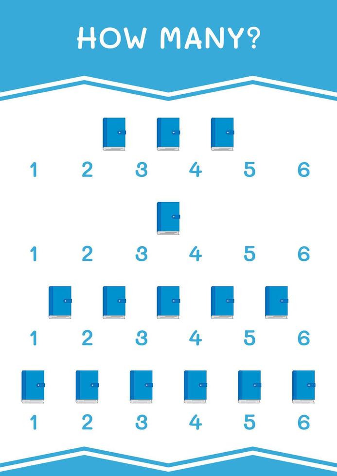 combien de cahier, jeu pour enfants. illustration vectorielle, feuille de calcul imprimable vecteur