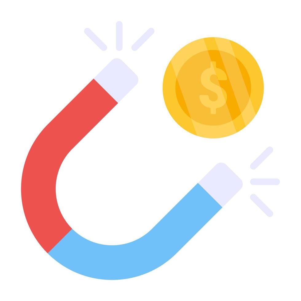 attirer l'icône de concept d'argent, conception vectorielle d'aimant avec dollar vecteur