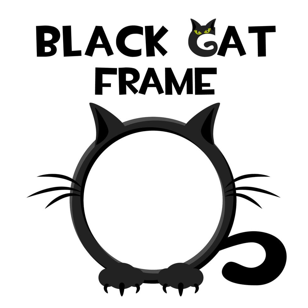 cadre de chat rond noir, avatar de dessin animé halloween pour les jeux d'interface utilisateur. cadre drôle d'illustration vectorielle pour l'interface graphique. vecteur