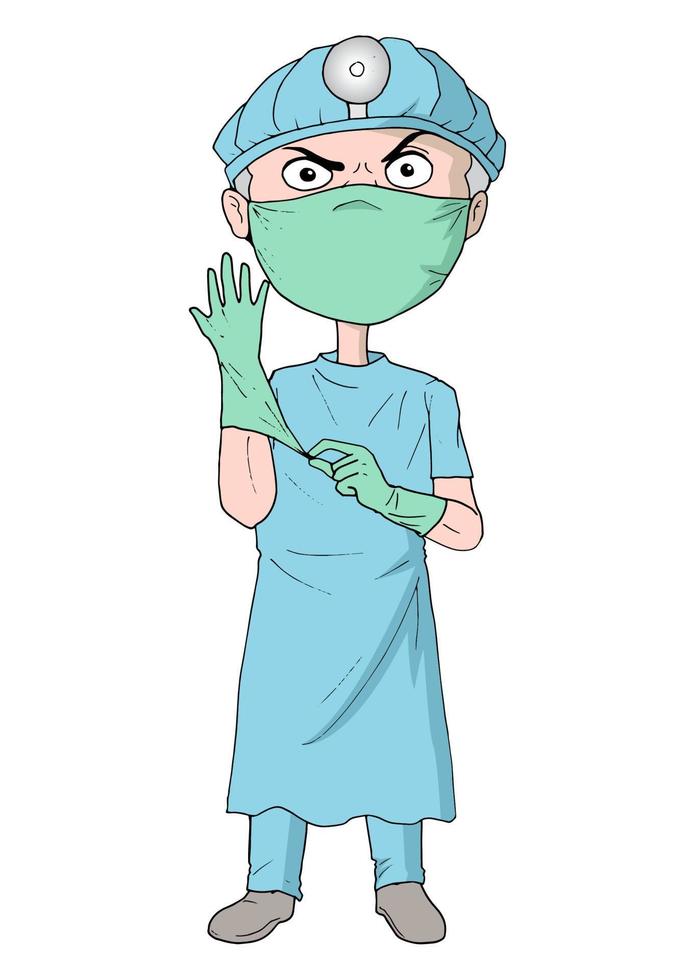 illustration de dessin animé de chirurgien vecteur