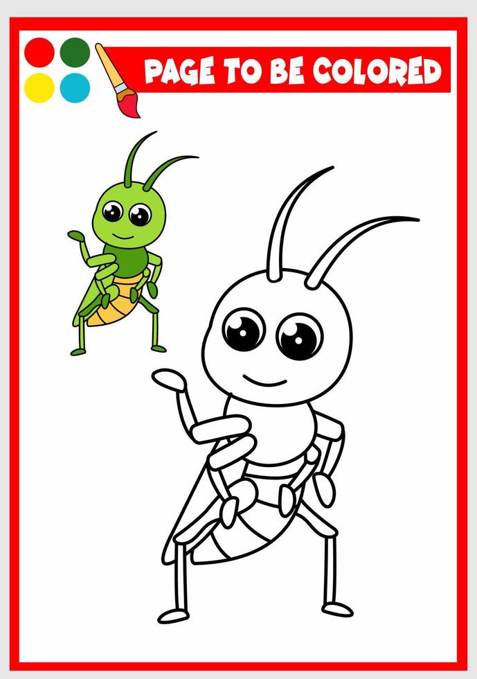 livre de coloriage pour kids.grasshopper vecteur