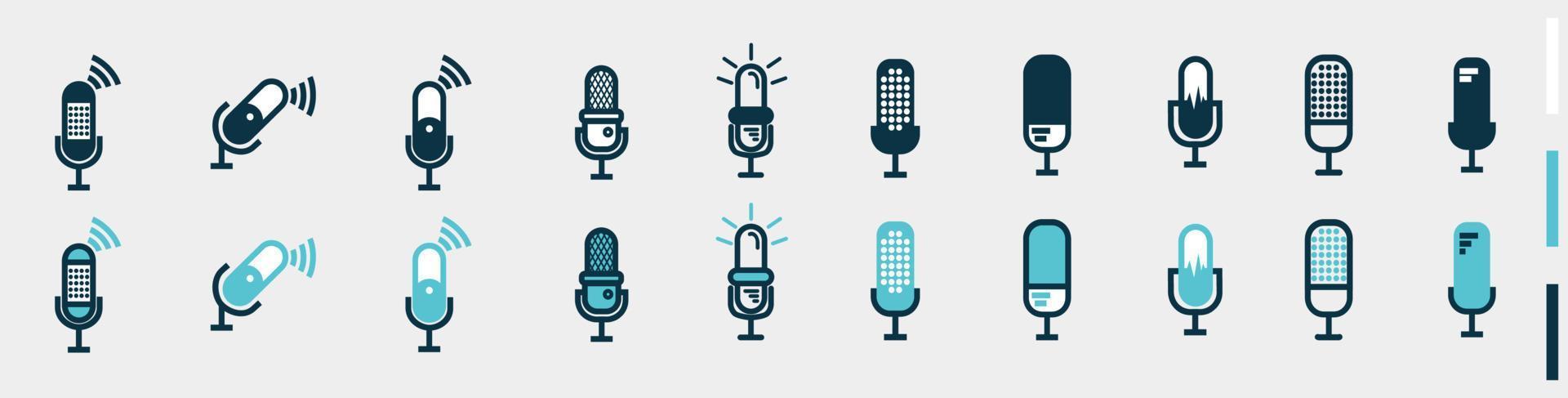microphone réglé avec signal pour application de diffusion ou de podcast isolé sur blanc vecteur
