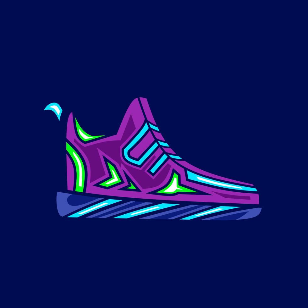 chaussures cyberpunk logo ligne pop art portrait fiction design coloré avec un fond sombre. illustration vectorielle abstraite. vecteur