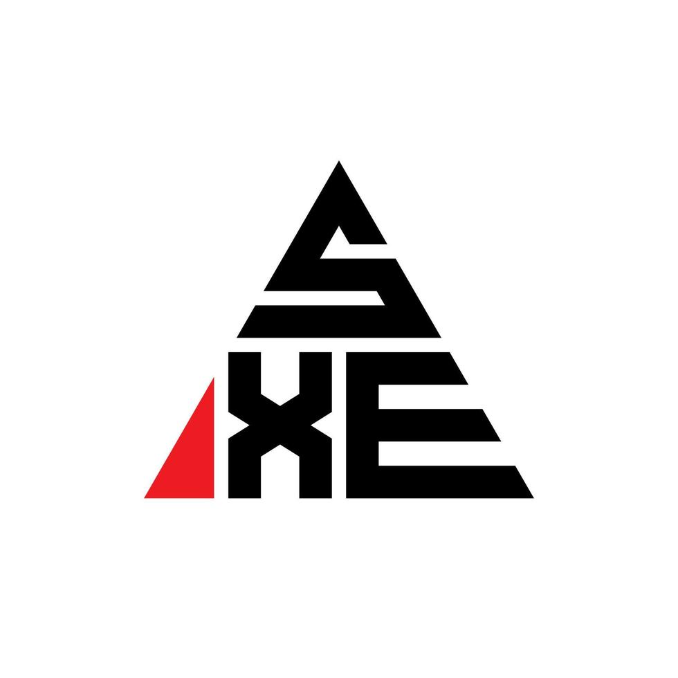 création de logo de lettre triangle sxe avec forme de triangle. monogramme de conception de logo triangle sxe. modèle de logo vectoriel triangle sxe avec couleur rouge. logo triangulaire sxe logo simple, élégant et luxueux.