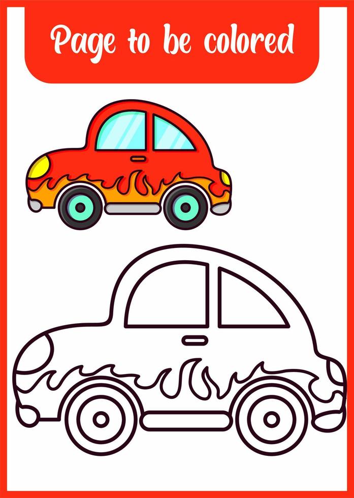 livre de coloriage pour enfant, jolie voiture vecteur