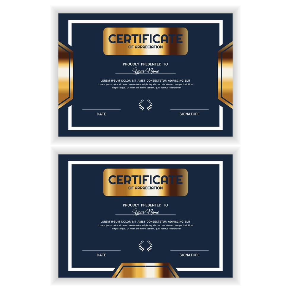 bundle créatif certificat d'or modèle de récompense d'appréciation vecteur