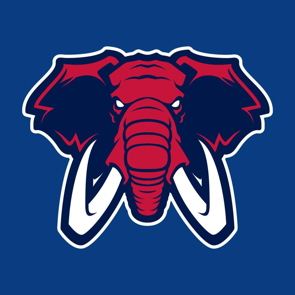 mascotte de vecteur d'éléphant. tête d'éléphant d'afrique. conception d'emblème pour l'équipe sportive.