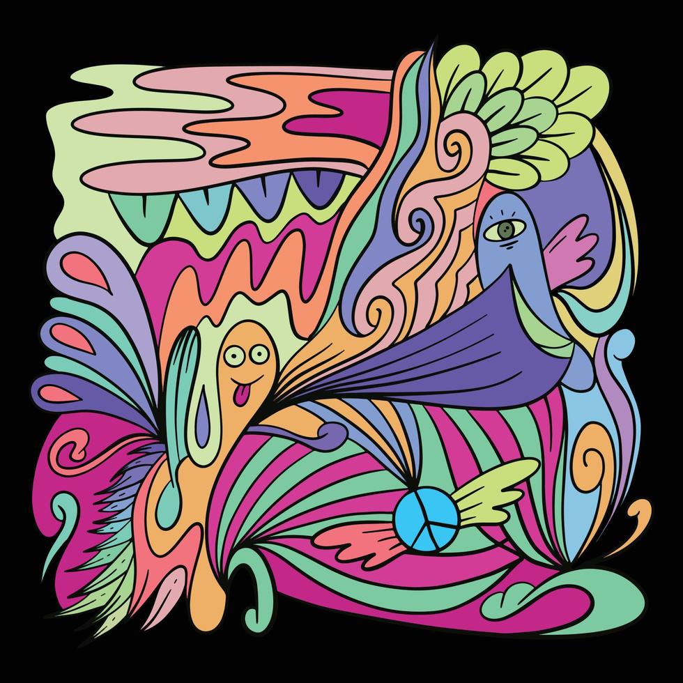 doodle abstrait coloré pour la conception de t-shirt d'affiche de bannière de fond, etc. vecteur