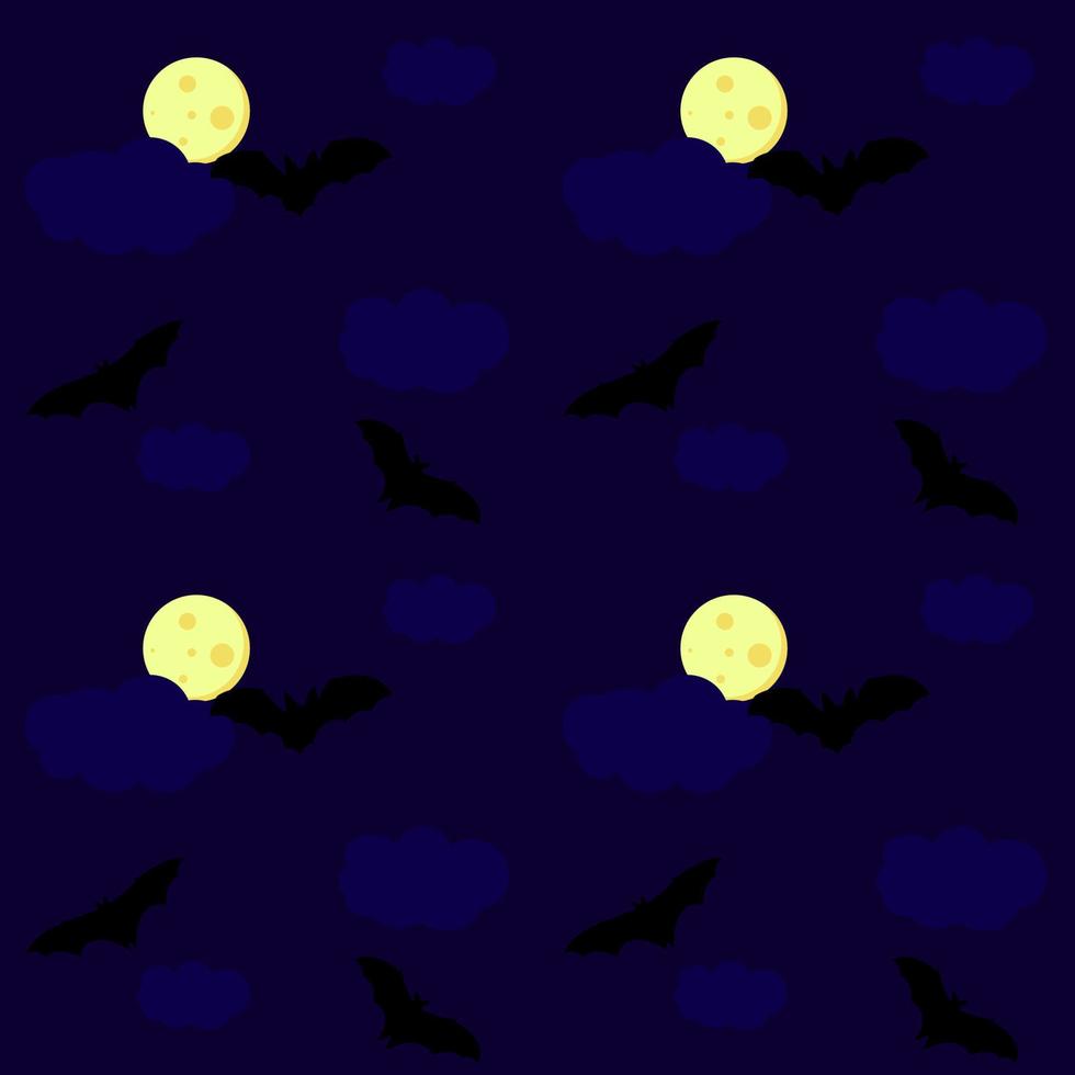 modèle sans couture. chauves-souris sur le fond du ciel nocturne. lune. illustration vectorielle vecteur