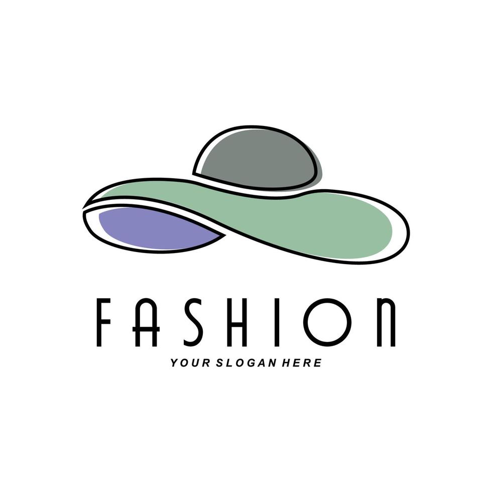 illustration de conception de logo de chapeau pour femme accessoires de beauté de mode et soin de marque de produit vecteur