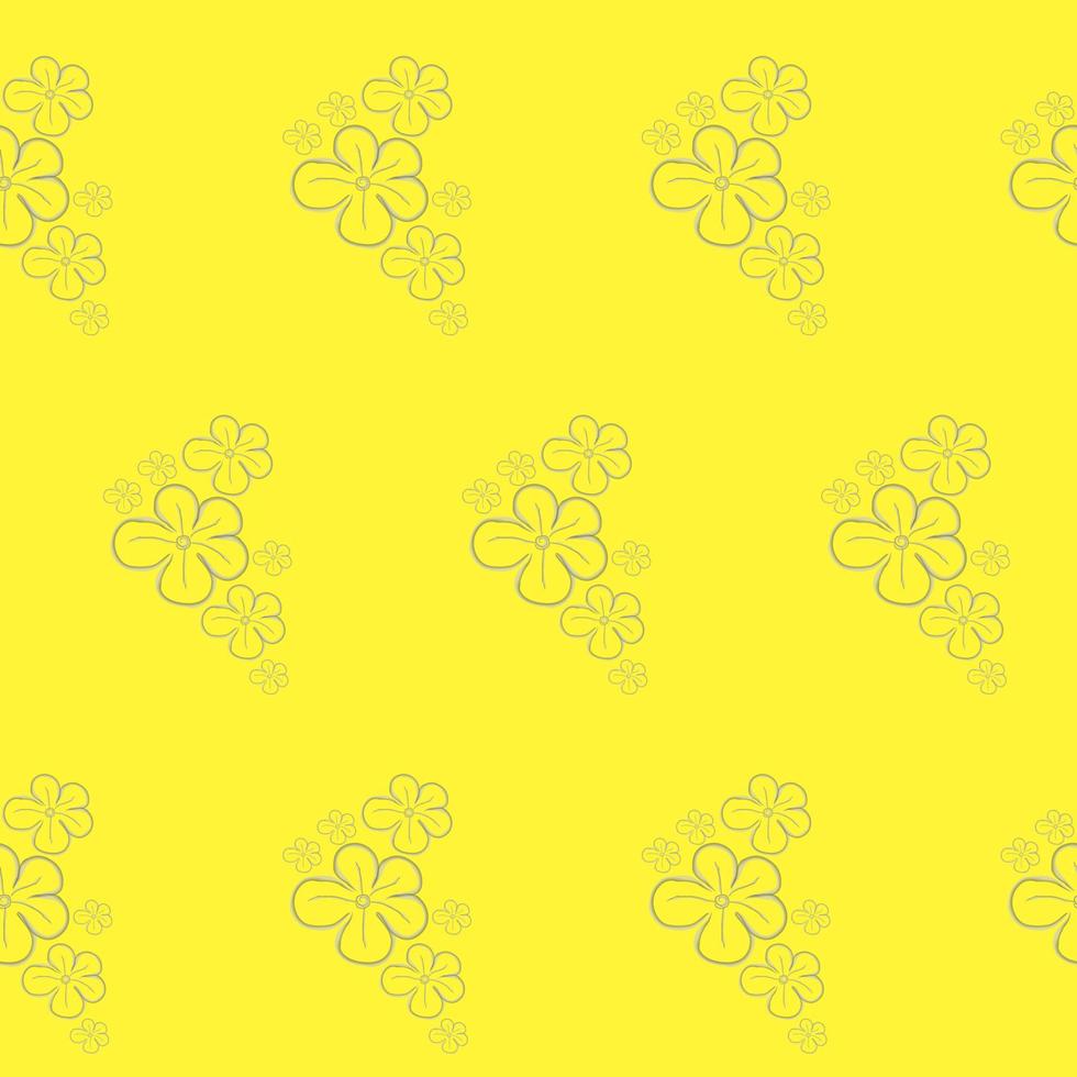 motif floral mignon sans soudure de fleurs de dessin animé sur fond jaune. illustration vectorielle vecteur