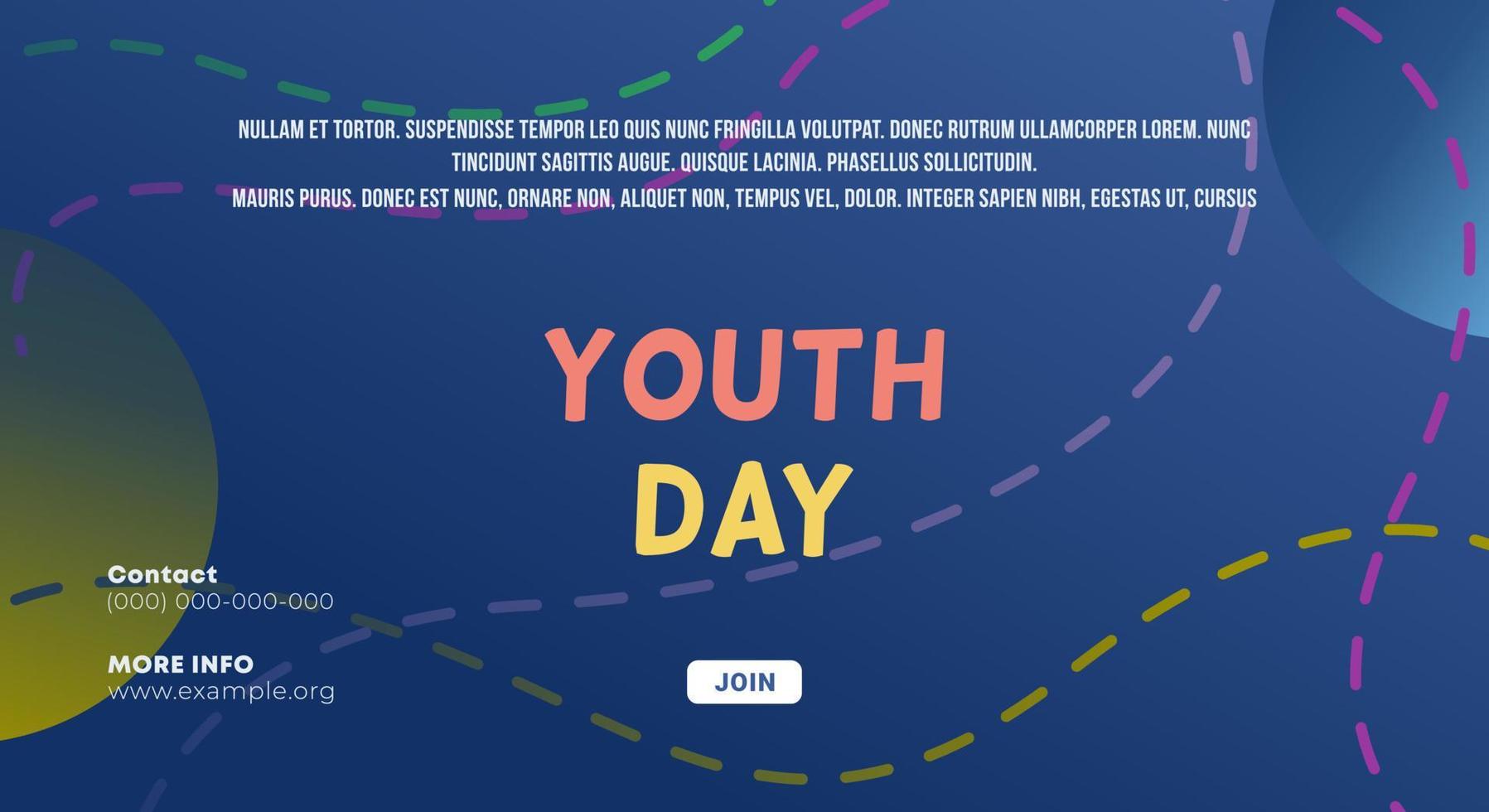 bannière de la journée internationale de la jeunesse, mise en page, dépliant, affiche, poste, marketing, illustration d'ornement. vecteur