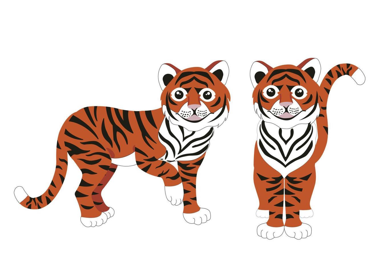 tigre chinois. illustration de stock de vecteur isolé sur fond blanc.
