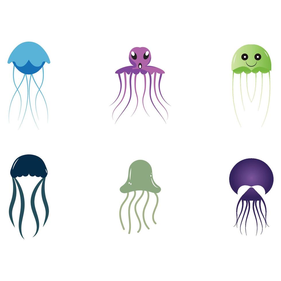 modèle d'illustration de conception d'icône de vecteur de méduses mignonnes