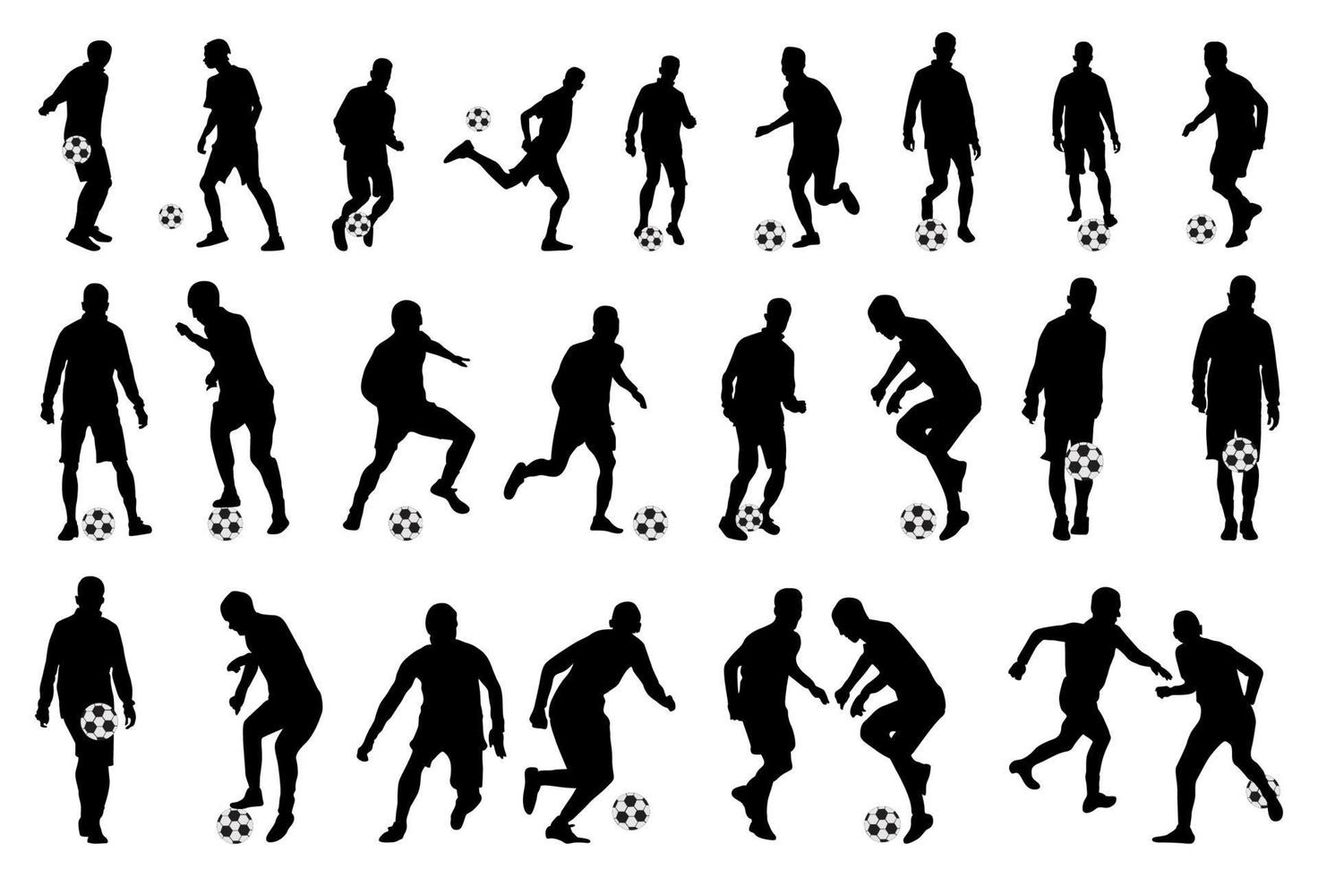 ensemble de football, joueurs de football, football, football, silhouette de joueurs vecteur