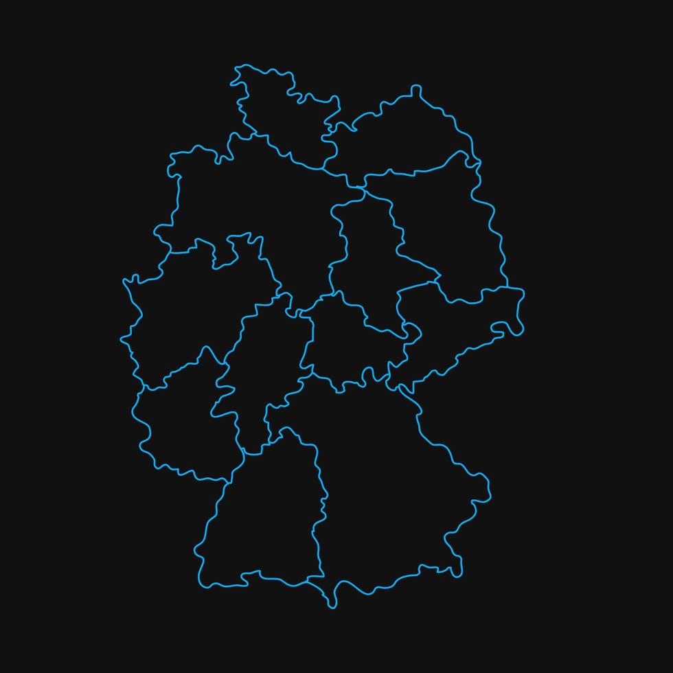 Carte de l'Allemagne avec les régions sur fond blanc vecteur