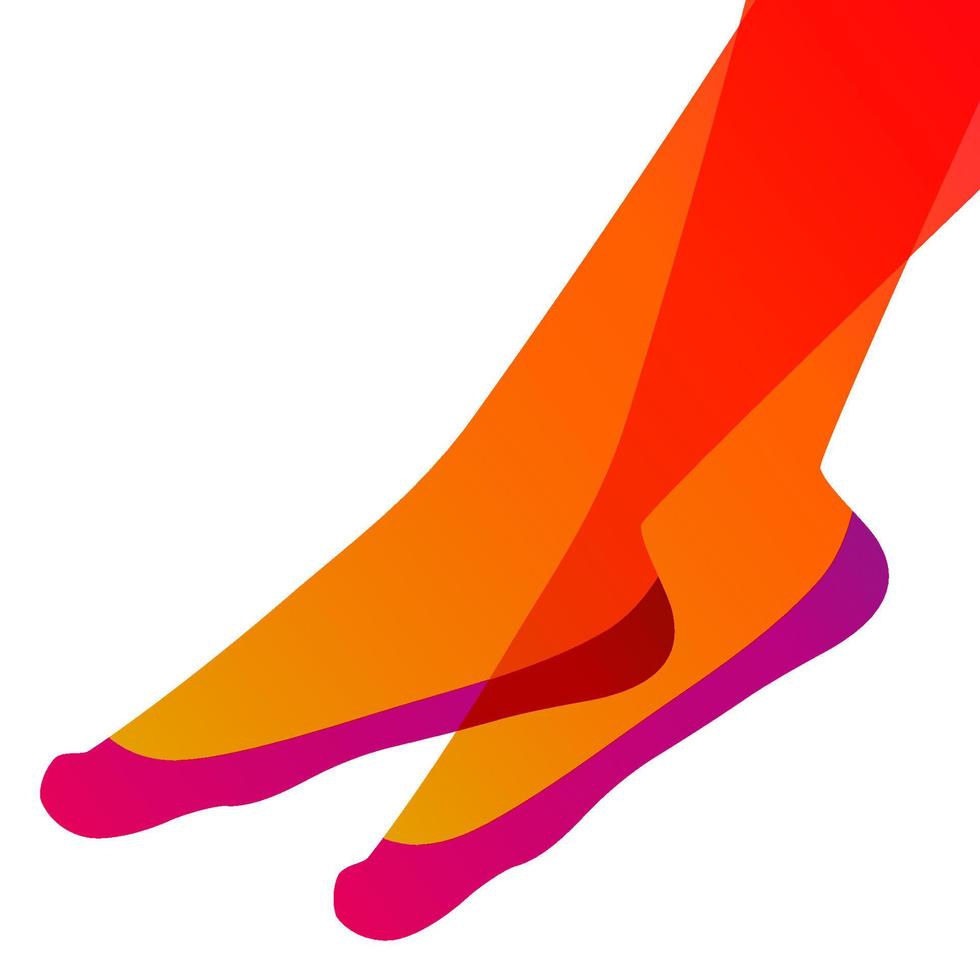 jambes féminines longues et minces dans des chaussettes invisibles sur fond blanc, illustration vectorielle. vecteur