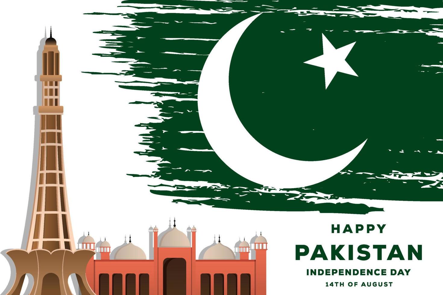 fête de l'indépendance du pakistan 14 août illustration de fond avec texture rugueuse du drapeau pakistanais vecteur