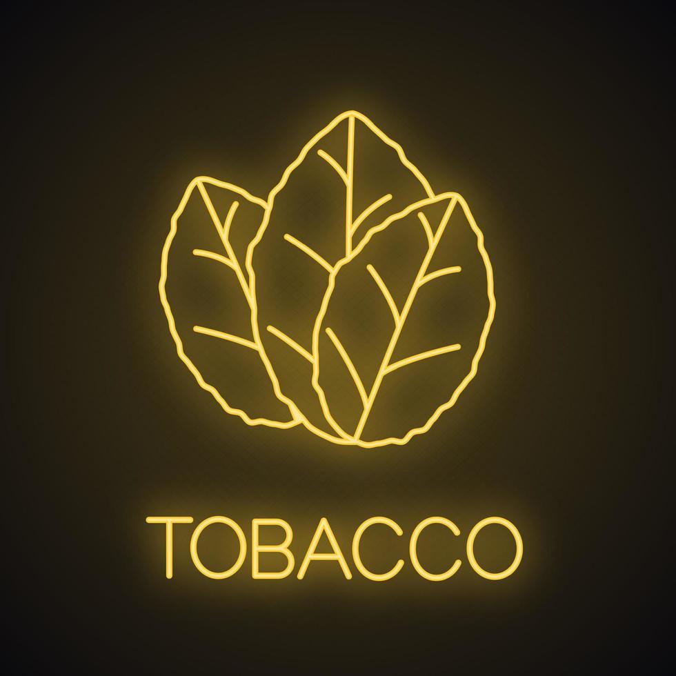 icône de néon de feuilles de tabac. menthe. signe lumineux. illustration vectorielle isolée vecteur