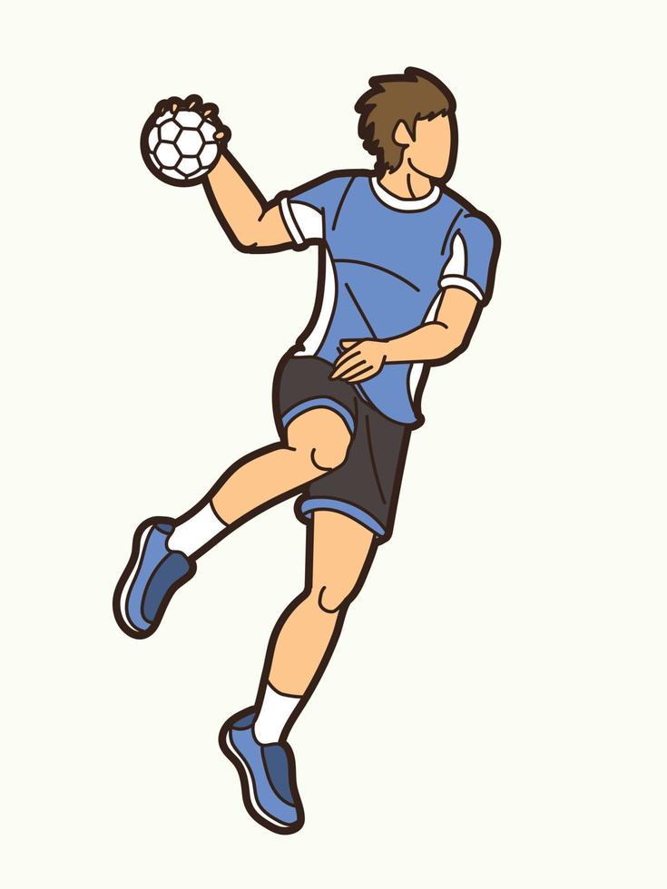 action de joueur de sport de handball de dessin animé vecteur